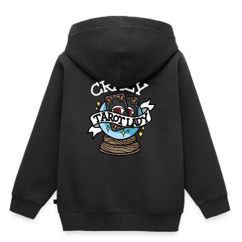 CRAZY TAROT LADY Der Tod Tarot Karten Hellseher - Kinder Premium Organic Hoodie - Schwarz - Hinten - AI Model Kid Male (0cm)