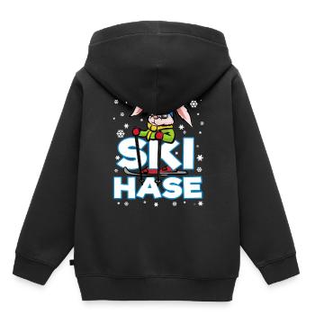 SKI HASE Lapin de neige lapin de neige - Sweat Premium à capuche enfant bio - noir - Dos - AI Model Kid Male (0cm)