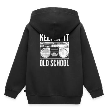 Idée cadeau pour les amateurs de hip hop Old School Keepin 'It - Sweat Premium à capuche enfant bio - noir - Dos - AI Model Kid Male (0cm)
