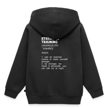 Krafttraining Geschenk - Kinder Premium Organic Hoodie - Schwarz - Hinten - AI Model Kid Male (0cm)
