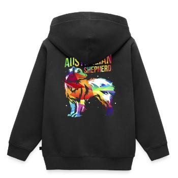 Australian Shepherd - Sweat Premium à capuche enfant bio - noir - Dos - AI Model Kid Male (0cm)