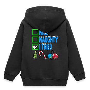 NICE NAUGHTY I TRIED - Kids Premium Organic Hoodie - black - Back - AI Model Kid Male (0cm)