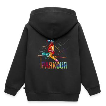 Parkour Geschenk - Kinder Premium Organic Hoodie - Schwarz - Hinten - AI Model Kid Male (0cm)
