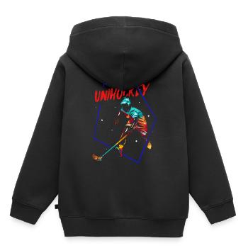 Floorball Gift - Kids Premium Organic Hoodie - black - Back - AI Model Kid Male (0cm)