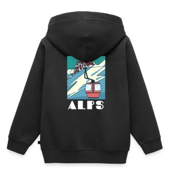 Alpes - Sweat Premium à capuche enfant bio - noir - Dos - AI Model Kid Male (0cm)