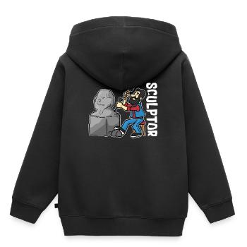 Sculpture Sculpteur - Sweat Premium à capuche enfant bio - noir - Dos - AI Model Kid Male (0cm)