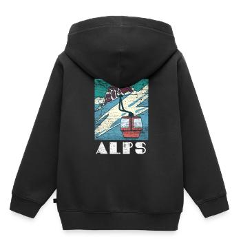Cadeau des Alpes - Sweat Premium à capuche enfant bio - noir - Dos - AI Model Kid Male (0cm)