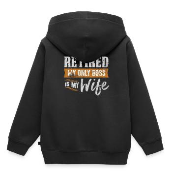 Rentner - Kinder Premium Organic Hoodie - Schwarz - Hinten - AI Model Kid Male (0cm)