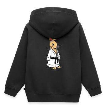 Kudo Kaninchen - Kinder Premium Organic Hoodie - Schwarz - Hinten - AI Model Kid Male (0cm)