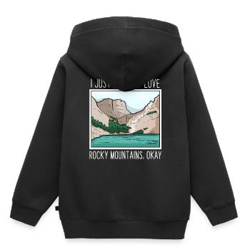 Rocky Mountains - Kinder Premium Organic Hoodie - Schwarz - Hinten - AI Model Kid Male (0cm)