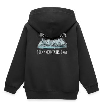 Rocky Mountains - Kinder Premium Organic Hoodie - Schwarz - Hinten - AI Model Kid Male (0cm)