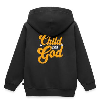 Kind Gottes - Kinder Premium Organic Hoodie - Schwarz - Hinten - AI Model Kid Male (0cm)