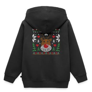 Ugly Christmas Rudolf - Sweat Premium à capuche enfant bio - noir - Dos - AI Model Kid Male (0cm)