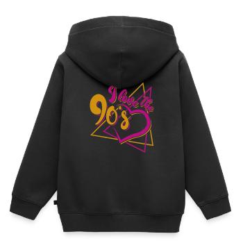 J'aime les années 90 - Sweat Premium à capuche enfant bio - noir - Dos - AI Model Kid Male (0cm)