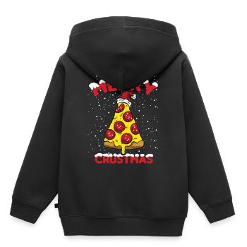 MERRY CRUSTMAS Pizza Lovers Salami Pizzeria - Kids Premium Organic Hoodie - black - Back - AI Model Kid Male (0cm)