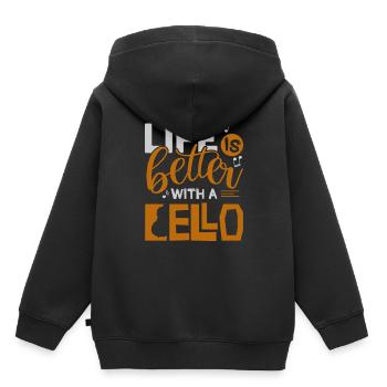 Cello - Kinder Premium Organic Hoodie - Schwarz - Hinten - AI Model Kid Male (0cm)