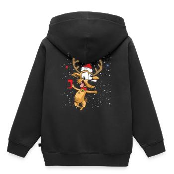 Noël de renne avec smartphone mobile - Sweat Premium à capuche enfant bio - noir - Dos - AI Model Kid Male (0cm)