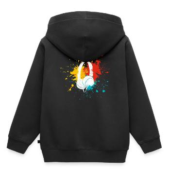 Kopfhörer Musik - Kinder Premium Organic Hoodie - Schwarz - Hinten - AI Model Kid Male (0cm)