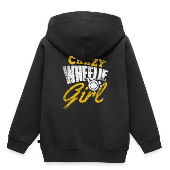 Fille en fauteuil roulant - Sweat Premium à capuche enfant bio - noir - Dos - AI Model Kid Male (0cm)