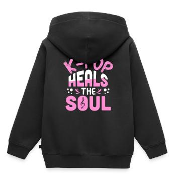 K-Pop - Kinder Premium Organic Hoodie - Schwarz - Hinten - AI Model Kid Male (0cm)