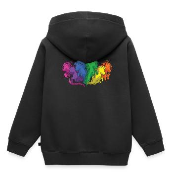 Pferde Regenbogen Galopp Cartoon - Kinder Premium Organic Hoodie - Schwarz - Hinten - AI Model Kid Male (0cm)