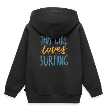 Surfergirl Surfer Mädchen - Kinder Premium Organic Hoodie - Schwarz - Hinten - AI Model Kid Male (0cm)
