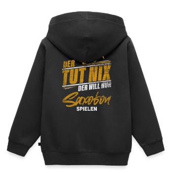 Saxofon - Kinder Premium Organic Hoodie - Schwarz - Hinten - AI Model Kid Male (0cm)