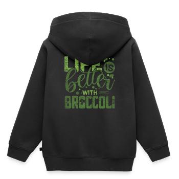 broccoli - Kids Premium Organic Hoodie - black - Back - AI Model Kid Male (0cm)