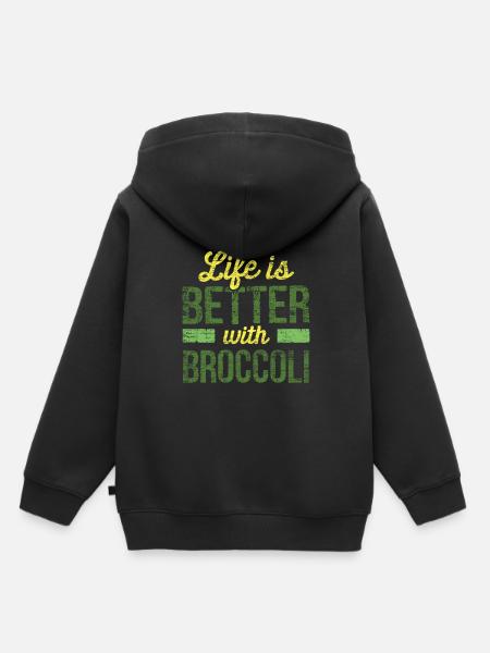 Brokkoli - Kinder Premium Organic Hoodie - Schwarz