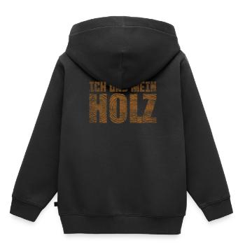 Holz - Kinder Premium Organic Hoodie - Schwarz - Hinten - AI Model Kid Male (0cm)