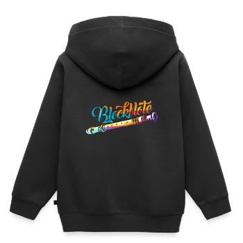 Blockflöte - Kinder Premium Organic Hoodie - Schwarz - Hinten - AI Model Kid Male (0cm)
