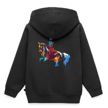 Dressur - Kinder Premium Organic Hoodie - Schwarz - Hinten - AI Model Kid Male (0cm)