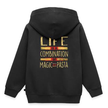 pâtes - Sweat Premium à capuche enfant bio - noir - Dos - AI Model Kid Male (0cm)