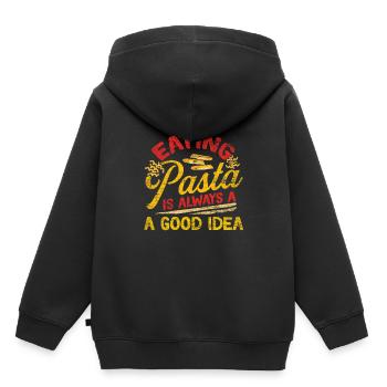 Pasta - Kinder Premium Organic Hoodie - Schwarz - Hinten - AI Model Kid Male (0cm)