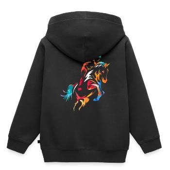 Springreiten Pferdesport Pferde - Kinder Premium Organic Hoodie - Schwarz - Hinten - AI Model Kid Male (0cm)
