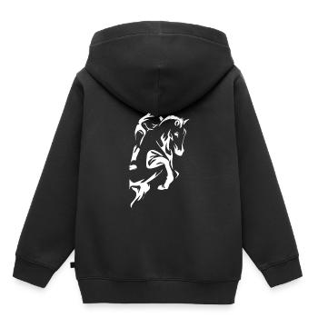 Cadeau de spectacle équestre de saut d'obstacles - Sweat Premium à capuche enfant bio - noir - Dos - AI Model Kid Male (0cm)