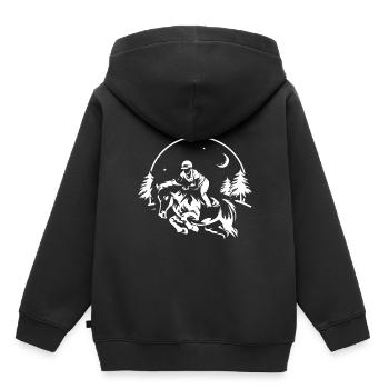 Concours équestre de saut d'obstacles - Sweat Premium à capuche enfant bio - noir - Dos - AI Model Kid Male (0cm)