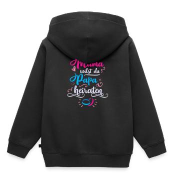 Mama Willst Du Papa Heiraten Kinder Heiratsantrag - Kinder Premium Organic Hoodie - Schwarz - Hinten - AI Model Kid Male (0cm)