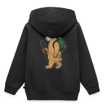 Backpacker Bär Geschenk - Kinder Premium Organic Hoodie - Schwarz - Hinten - AI Model Kid Male (0cm)