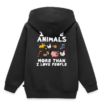 J'AIME LES ANIMAUX amoureux des animaux amour animal protection des animaux - Sweat Premium à capuche enfant bio - noir - Dos - AI Model Kid Male (0cm)