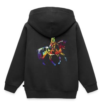 Dressur Geschenk - Kinder Premium Organic Hoodie - Schwarz - Hinten - AI Model Kid Male (0cm)