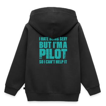 Pilot - Kinder Premium Organic Hoodie - Schwarz - Hinten - AI Model Kid Male (0cm)