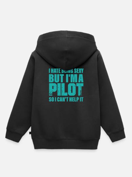 Pilot - Kinder Premium Organic Hoodie - Schwarz