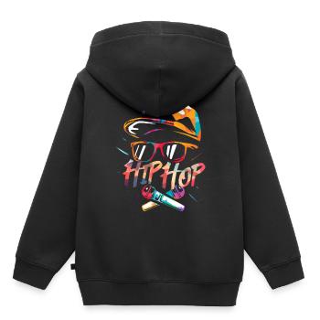 Hip Hop - Kinder Premium Organic Hoodie - Schwarz - Hinten - AI Model Kid Male (0cm)