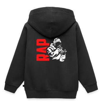 rap - Sweat Premium à capuche enfant bio - noir - Dos - AI Model Kid Male (0cm)