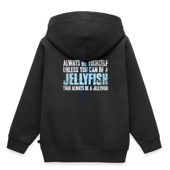 Qualle - Kinder Premium Organic Hoodie - Schwarz - Hinten - AI Model Kid Male (0cm)
