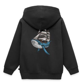 Wal Schiff Schifffahrt Segelschiff - Kinder Premium Organic Hoodie - Schwarz - Hinten - AI Model Kid Male (0cm)