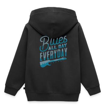 Blues - Sweat Premium à capuche enfant bio - noir - Dos - AI Model Kid Male (0cm)