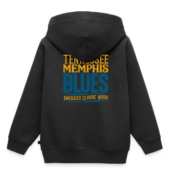Blues - Sweat Premium à capuche enfant bio - noir - Dos - AI Model Kid Male (0cm)