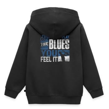 Blues - Sweat Premium à capuche enfant bio - noir - Dos - AI Model Kid Male (0cm)